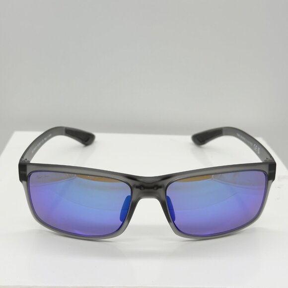 Maui Jim Pokowai Arch B439-11M Translucent Grey Sunglasses Polarized Blue Lens - Picture 3 of 12